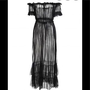 Off shoulder, sheer cover up dress with ruffles